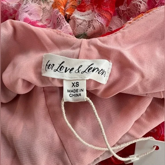 NWT For Love and Lemons Beth Midi Floral Lace Dress in Pink - Picture 12 of 12